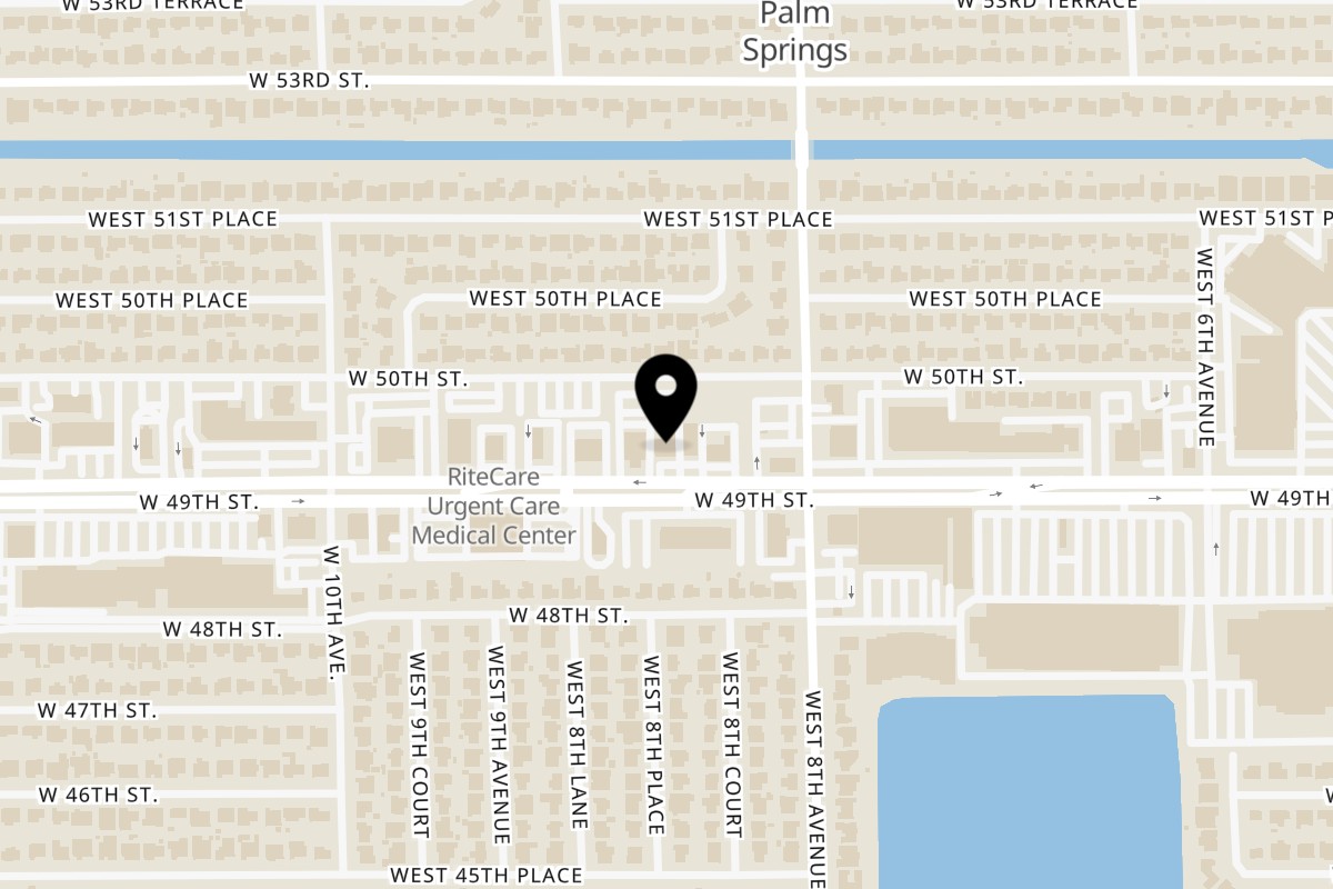 Map showing the location of Taco Shop | Hialeah on 831 W 49th St in Hialeah